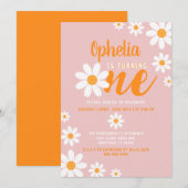 Bohemian Daisy 1st Birthday Party Dusty Roos Cute Kaart (Voorkant / Achterkant)