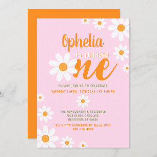 Bohemian Daisy Baby 1ste verjaardag Cute Pink Kaart