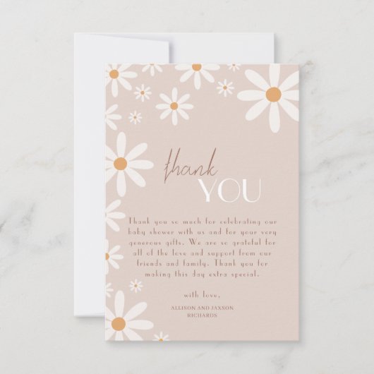 Bohemian Daisy Baby in Bloom Baby shower Bedankkaart (Voorkant)
