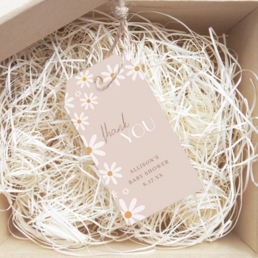 Bohemian Daisy Baby in Bloom Baby shower Dank u Cadeaulabel