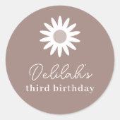 Bohemian Daisy Birthday Ronde Sticker (Voorkant)