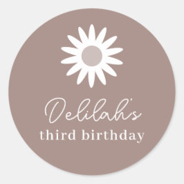Bohemian Daisy Birthday Ronde Sticker