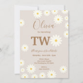 Bohemian Daisy Floral 2e Verjaardagsfeest Kaart (Voorkant)