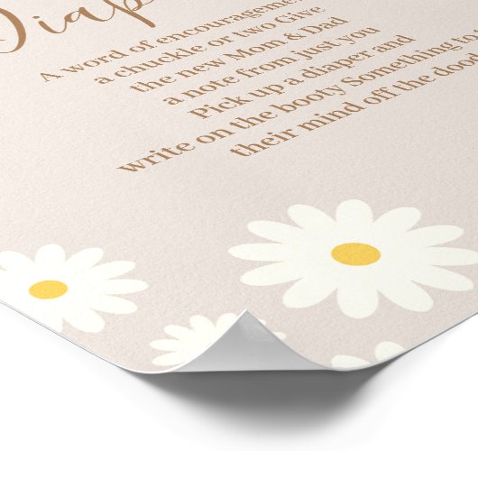 Bohemian Daisy Floral Baby Late Night Diapers Sign Poster (Hoek)