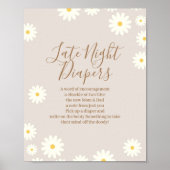 Bohemian Daisy Floral Baby Late Night Diapers Sign Poster (Voorkant)
