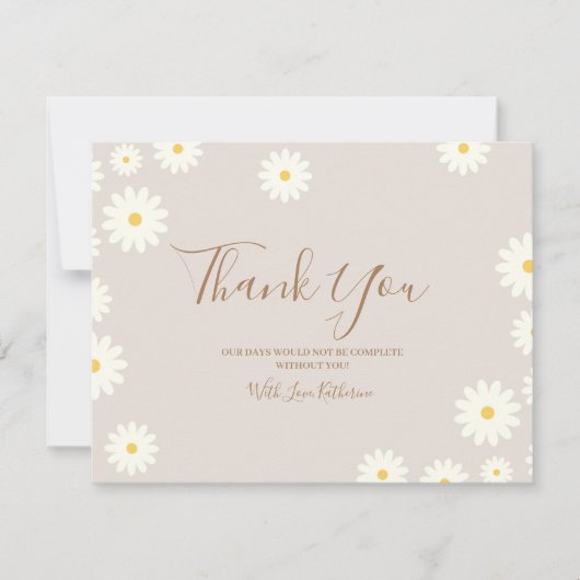Bohemian Daisy Floral Baby shower Dank je wel Bedankkaart (Voorkant)