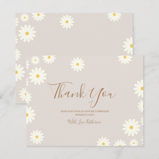 Bohemian Daisy Floral Baby shower Dank je wel Bedankkaart (Voorkant / Achterkant)