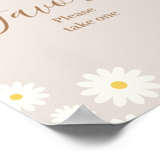 Bohemian Daisy Floral Baby shower Favor Sign Poster (Hoek)