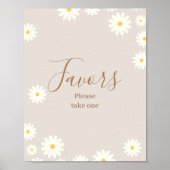 Bohemian Daisy Floral Baby shower Favor Sign Poster (Voorkant)