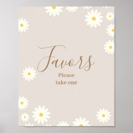 Bohemian Daisy Floral Baby shower Favor Sign Poster