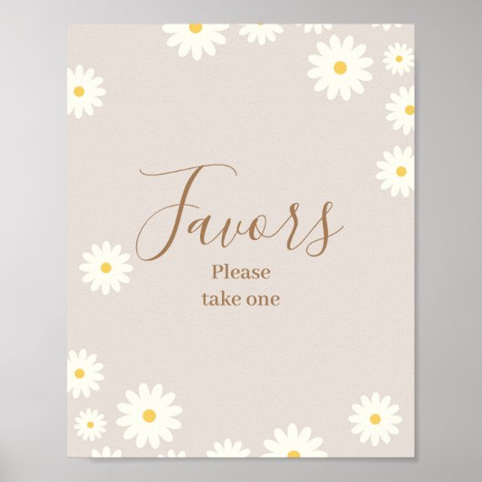 Bohemian Daisy Floral Baby shower Favor Sign Poster (Voorkant)
