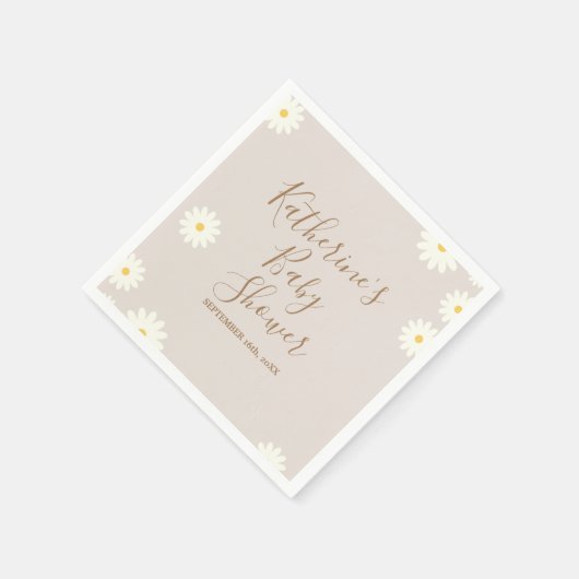 Bohemian Daisy Floral Baby shower Napkin Servet (Hoek)