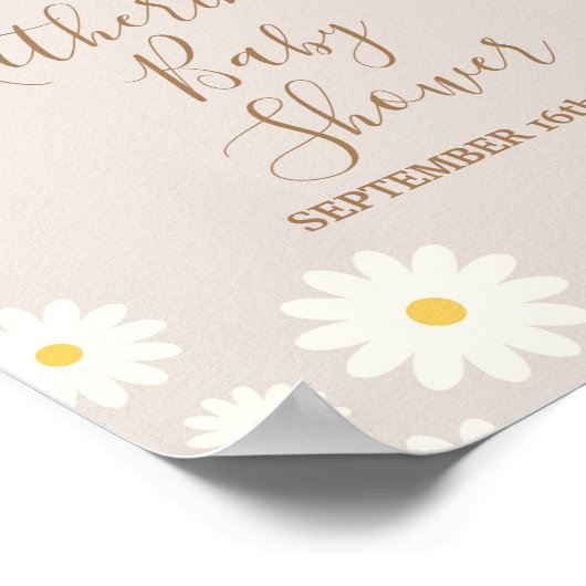 Bohemian Daisy Floral Baby shower Welkomstteken Poster (Hoek)