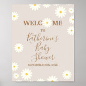 Bohemian Daisy Floral Baby shower Welkomstteken Poster (Voorkant)