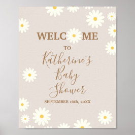 Bohemian Daisy Floral Baby shower Welkomstteken Poster