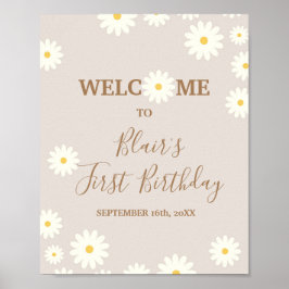 Bohemian Daisy Floral Birthday Welcome Sign Poster