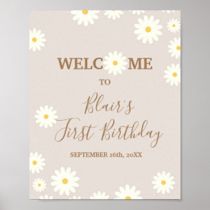Bohemian Daisy Floral Birthday Welcome Sign Poster