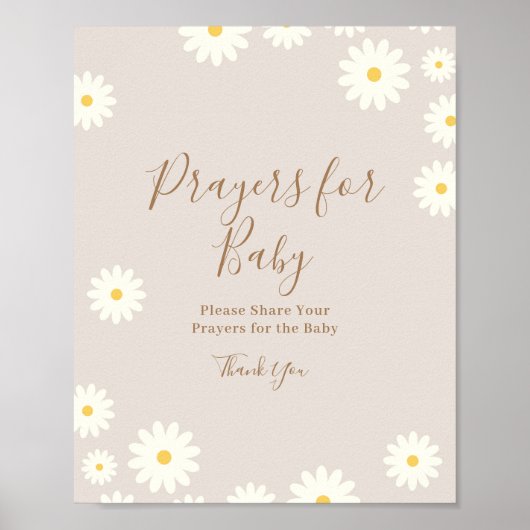 Bohemian Daisy Floral Prayers voor het Baby Poster (Voorkant)