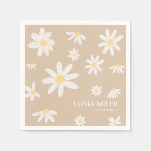 Bohemian Daisy Flower Napkins Servet (Voorkant)