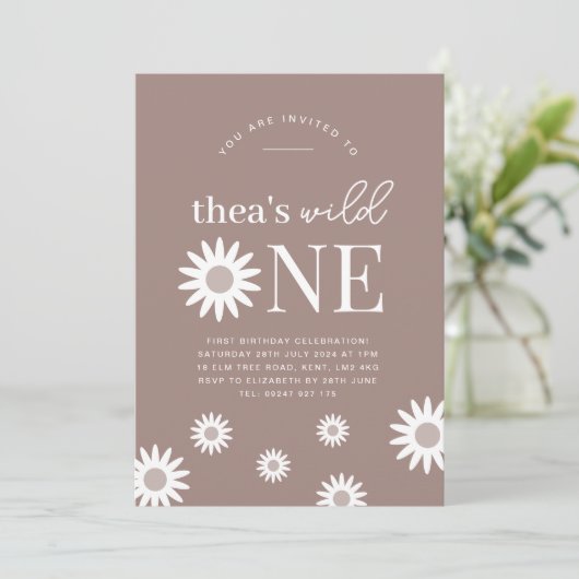 Bohemian Daisy Wild Uitnodiging van één dag (Staand voorkant)