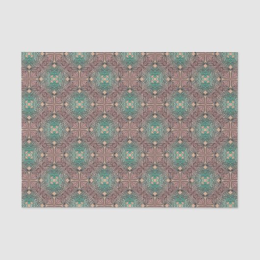Bohemian Damask in Pink Salmon Zee Green Decoupage Tissuepapier (Voorkant)