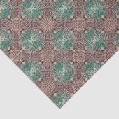 Bohemian Damask in Pink Salmon Zee Green Decoupage Tissuepapier (Detail)