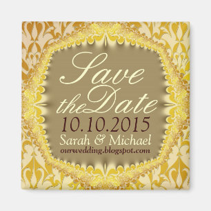 Bohemian Damask Lace Save the Date Magnet