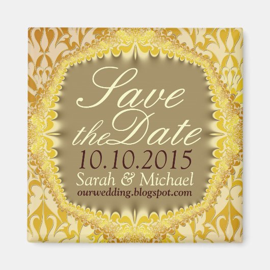 Bohemian  Damask Lace Save the Date Magnet (Voorkant)