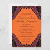 Bohemian Damask Lace Vibrant Wedding Invitting Kaart (Achterkant)