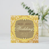 Bohemian Damask Vintage Wedding Invitting Kaart (Staand voorkant)