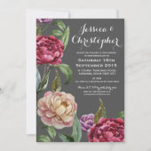 Bohemian Dark Floral Custom Wedding Invitations Kaart (Voorkant)