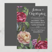 Bohemian Dark Floral Custom Wedding Invitations Kaart (Voorkant / Achterkant)
