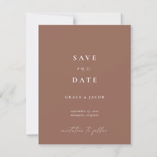 Bohemian Dark Mauve Script Foto Save The Date (Voorkant)