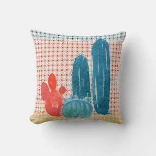 Bohemian Desert BOHO Retro Cactus Waterverf Kunst Kussen