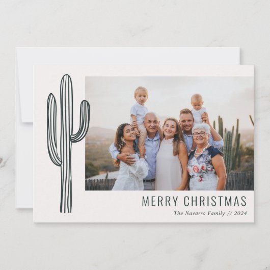 Bohemian Desert Cactus Family Foto Holiday Kaart (Voorkant)