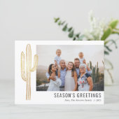 Bohemian Desert Cactus Family Photo Holiday Card Feestdagenkaart (Staand voorkant)