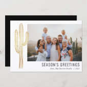 Bohemian Desert Cactus Family Photo Holiday Card Feestdagenkaart (Voorkant / Achterkant)