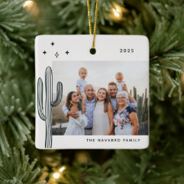 Bohemian Desert Cactus Photo Ceramic Ornament
