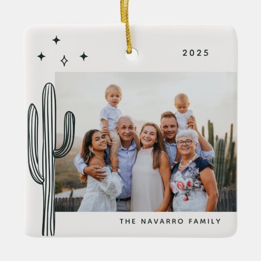 Bohemian Desert Cactus Photo Ceramic Ornament (Voorkant)