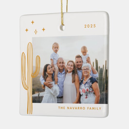 Bohemian Desert Cactus Photo Ceramic Ornament (Links)