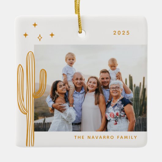 Bohemian Desert Cactus Photo Ceramic Ornament (Voorkant)