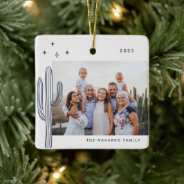 Bohemian Desert Cactus Photo Ceramic Ornament