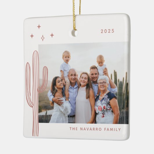 Bohemian Desert Cactus Photo Ceramic Ornament (Links)