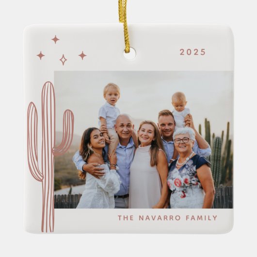 Bohemian Desert Cactus Photo Ceramic Ornament (Voorkant)