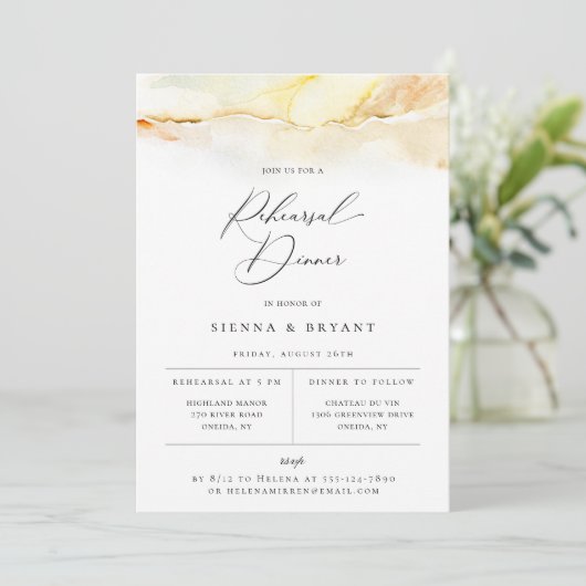 Bohemian Desert Waterverf Rehearsal Dinner Aankondiging (Staand voorkant)