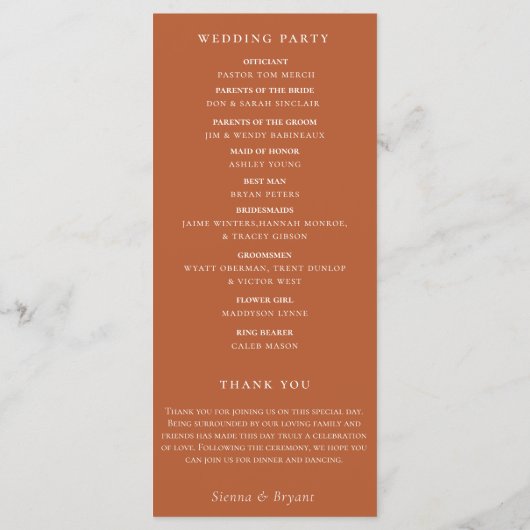 Bohemian Desert Waterverf Wash Bruiloft Programmakaart (Achterkant)