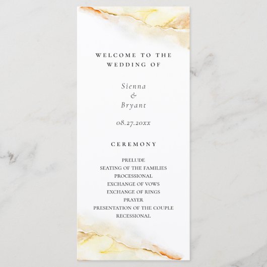 Bohemian Desert Waterverf Wash Bruiloft Programmakaart (Voorkant)