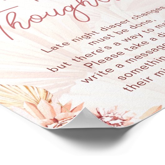 Bohemian Diaper Thoughts Chic Baby shower Sprinkle Poster (Hoek)