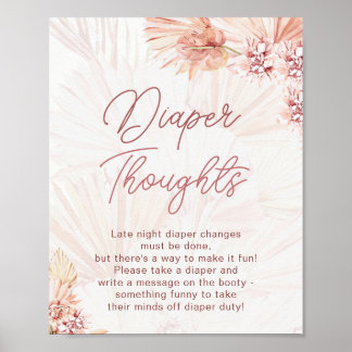 Bohemian Diaper Thoughts Chic Baby shower Sprinkle Poster