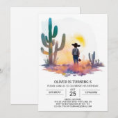 Bohemian digitale cowboy verjaardag kaart (Voorkant / Achterkant)